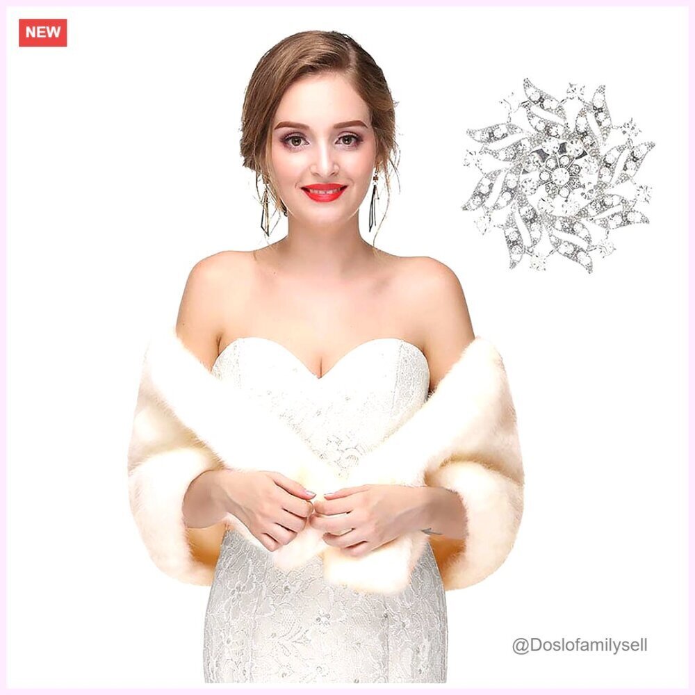 Faux Fur Shawl Wrap Wedding Capelet Stole Sleeveless 1920s Style